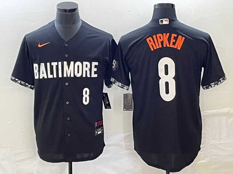 Men%27s Baltimore Orioles #8 Cal Ripken Jr Number Black 2023 City Connect Cool Base Stitched MLB Jerseys
